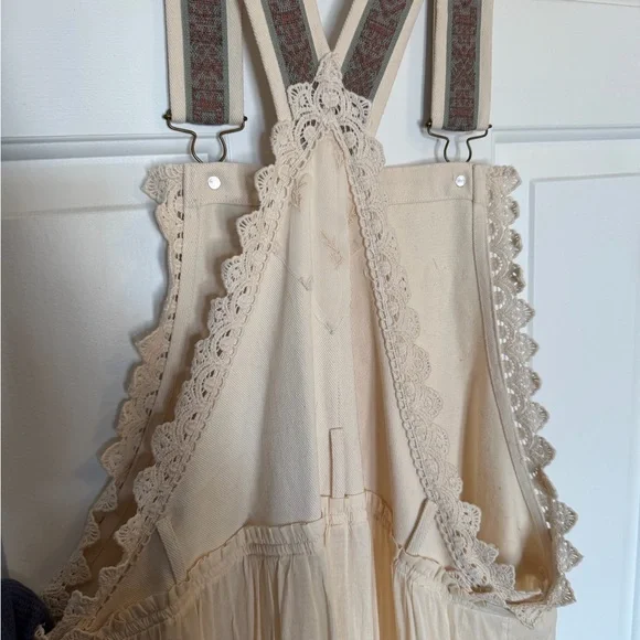 Free People Cream Boho Tiered Lace Apron Dress - Picture 4 of 4